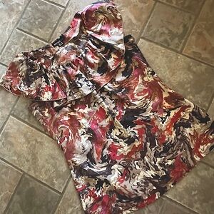 KENSIE 100% Silk Ruffle-Neck Top